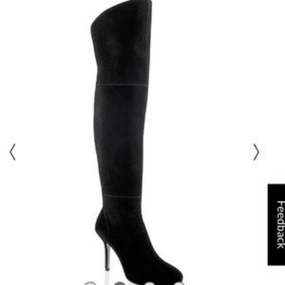 White House Black Market Shoes - Womens White House Black Market Black Suede Over-Knee Platform Heeled Boots 6 *